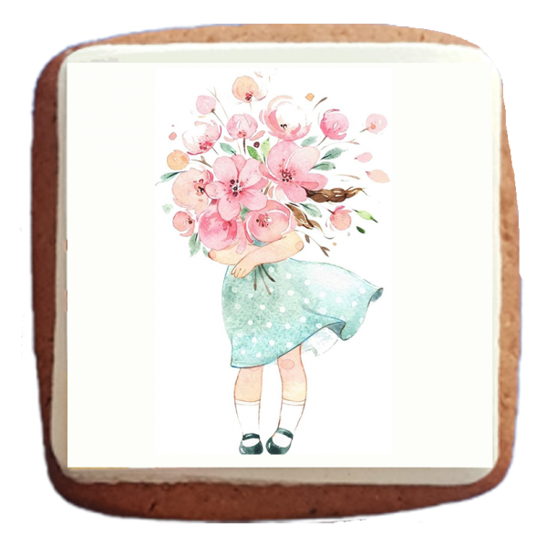 Martisor turta dulce fetita cu flori